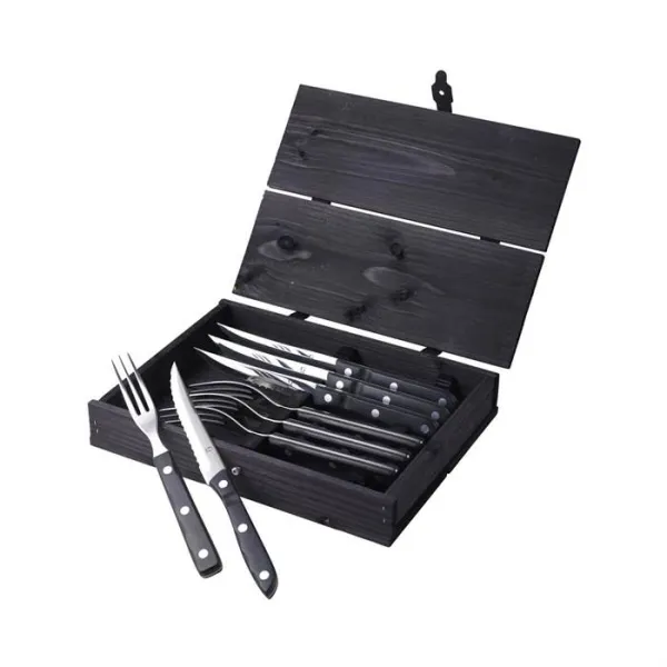 Steak/Grillbesteck Gense Old Farmer 8-teilig - Schwarz/Edelstahl