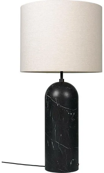 GUBI Gravity Stehlampe Schwarzer Marmor und Leinen Schirm XL Niedrig