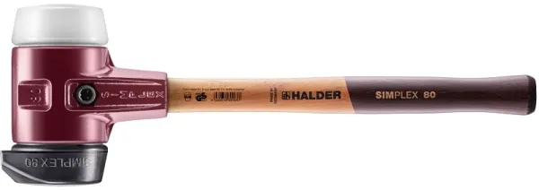 SIMPLEX Schonhammer mit Gehäuse aus Gusseisen und Holzstiel, Ø 80, Gummimischung mit "Stand-Up"/Superplastik