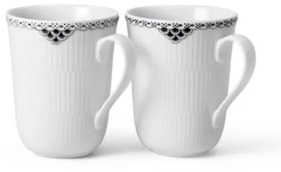 Royal Copenhagen Schwarze Gerippte Blonde Tasse 33 cl 2 Stk.