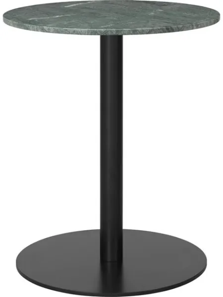 GUBI 1.0 Esstisch Rund Ø60 cm Mit Schwarzer Basis und Grüner Guatemala-Marmorplatte