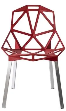 Magis Chair One 4 Beine Esszimmerstuhl Eloxiert/Rot