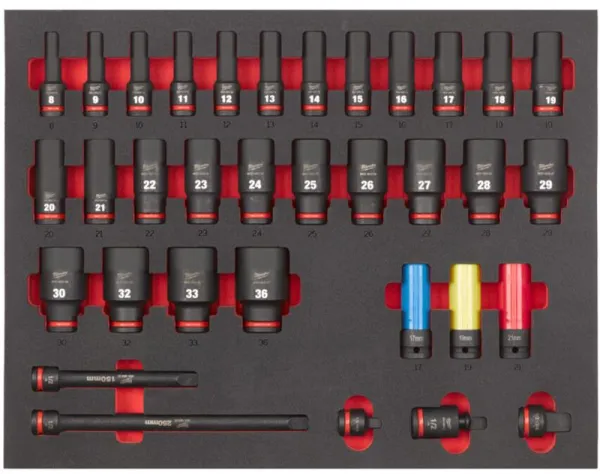 Milwaukee Schlag-Steckschlüsselsatz in Schaumstoff 1/2" 34-teilig