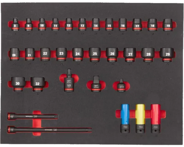 Milwaukee Schlagsteckschlüsselsatz im Schaumstoff 1/2" 32-teilig